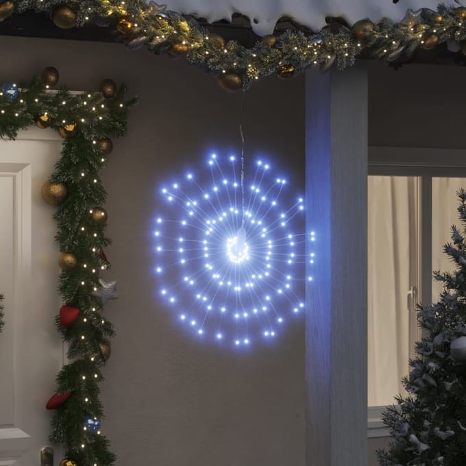 vidaXL Kerstverlichting vuurwerk 2 st 140 koudwitte LED's 17 cm