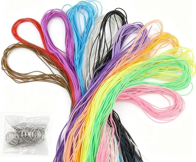 200 Stuks Regenboog Elastisch Touw, Perfect voor DIY Projecten, Lanyards en Creatieve Accessoires