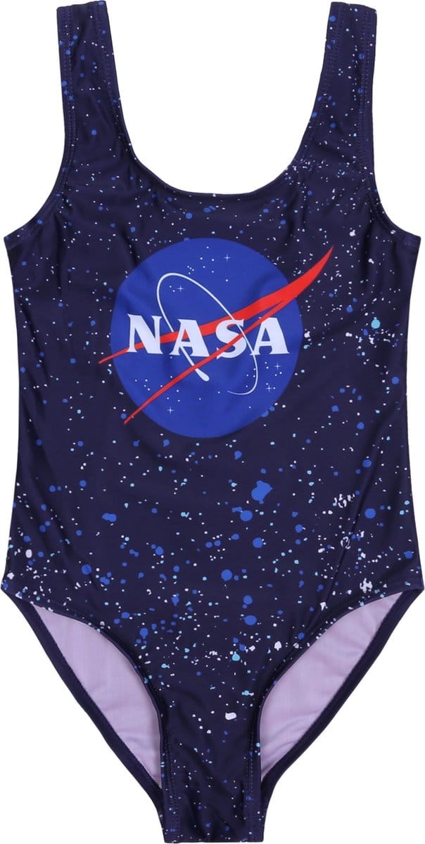 Donkerblauw eendelig badpak met NASA-logo