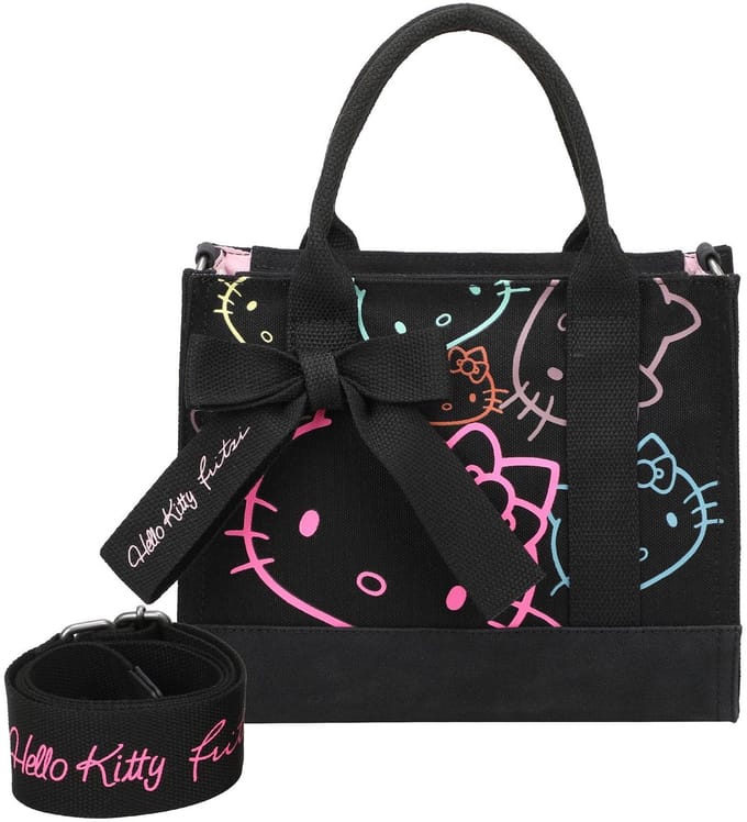 Fritzi aus Preußen Schoudertas Handtas Izzy09 Canvas Hello Kitty Shopper Black Cat Zwart