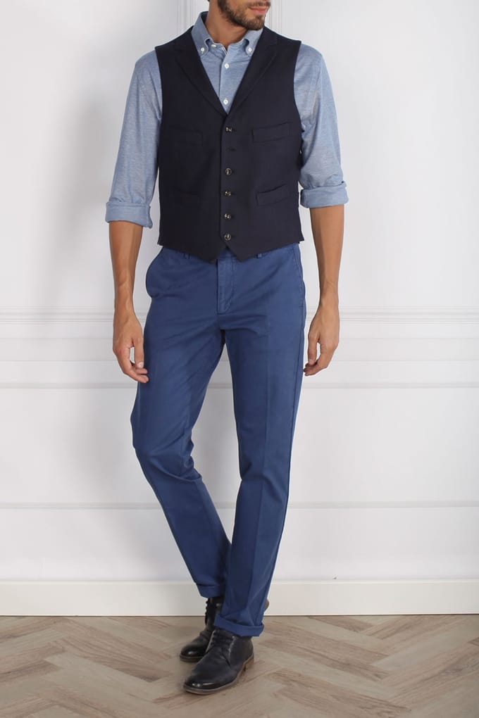 River Woods Classic Gilet With Collar Blue Größe: 56 | Gilets Outlet | Herren | Blau