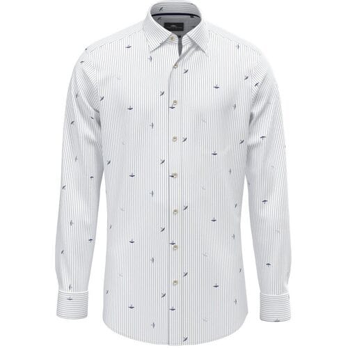 Fynch-Hatton Overhemd Tree Pattern Stripe Navy / male