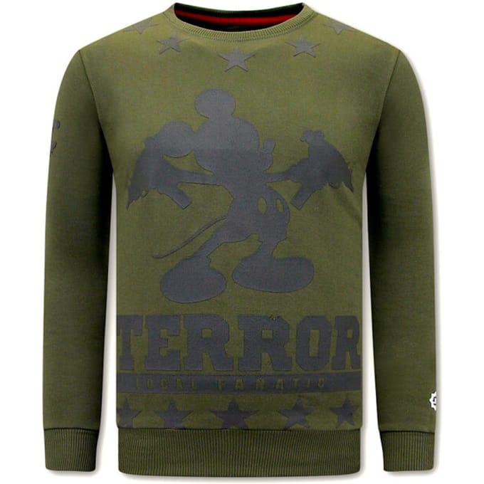 Heren Sweater met Print - Terror Mouse - Groen