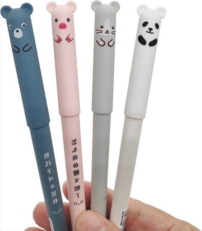 New Age Devi - Set van 4 Schattige Uitgumbare Pennen - Cute Animal Set