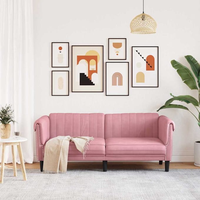 vidaXL - 2-zitsbank - fluweel - roze