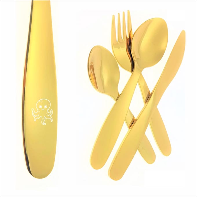 Kinderbestek Met Gravering - Octopus