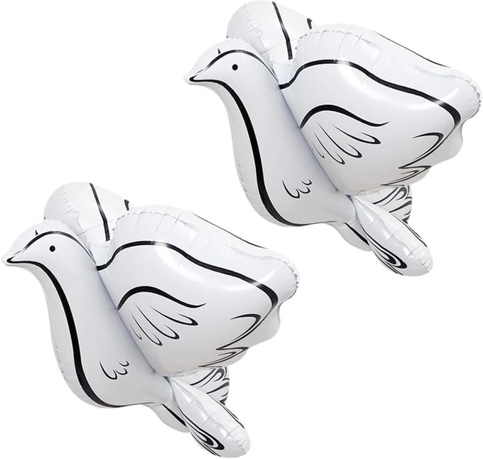 Set van 2 Stuks 4D Witte Duiven Ballonnen voor Feestdecoratie en Bruiloften