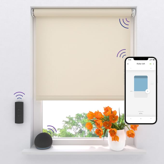 DTCH® Elektrisch rolgordijn Lichtdoorlatend - Easy - Sand - 85 x 190 cm - Motionblinds CMD-03
