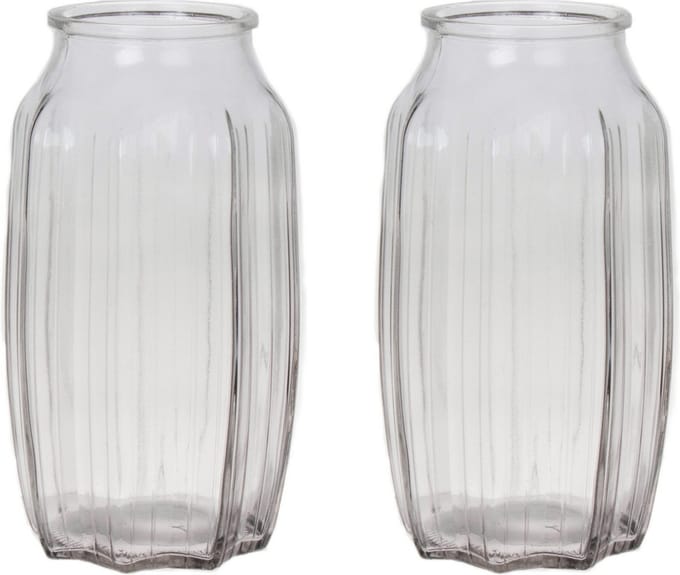 Bellatio Design Bloemenvaas - 2x - helder transparant glas - D12 x H22 cm - vaas
