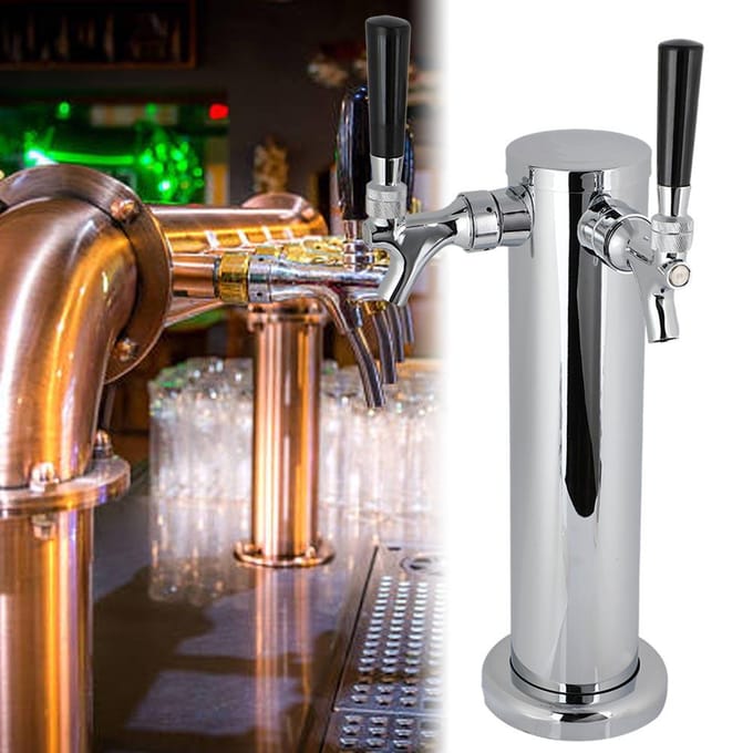 Roestvrij Staal Bier Toren Kraan Dubbelkoppige Tap Eenvoudige Installatie Bierkraan white
