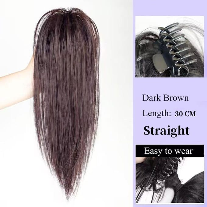 Perruque synthétique queue de cheval à griffes, Extensions longues, faux postiche pour femmes gray