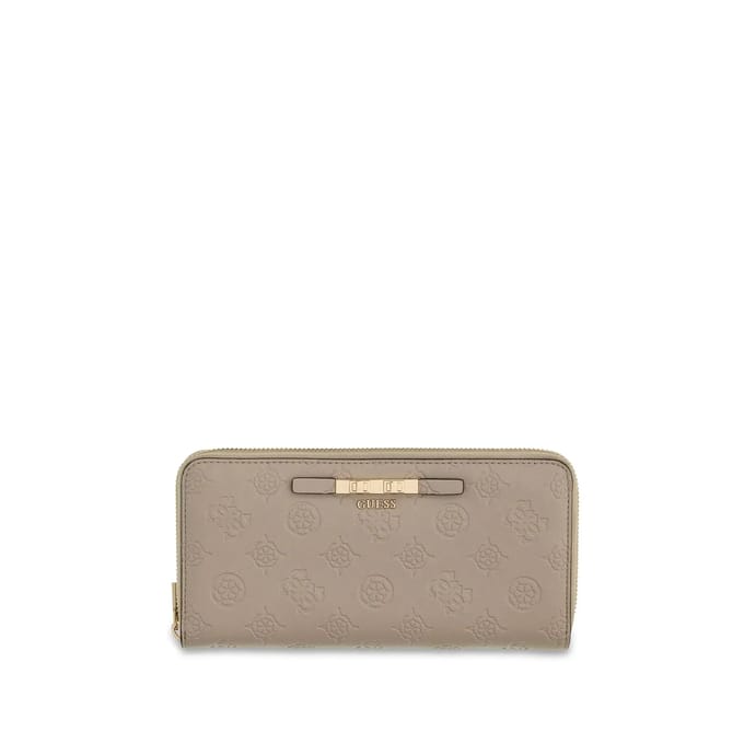 GUESS portemonnee Carmella SLG Large Zip Around Wallet Bone Logo crème