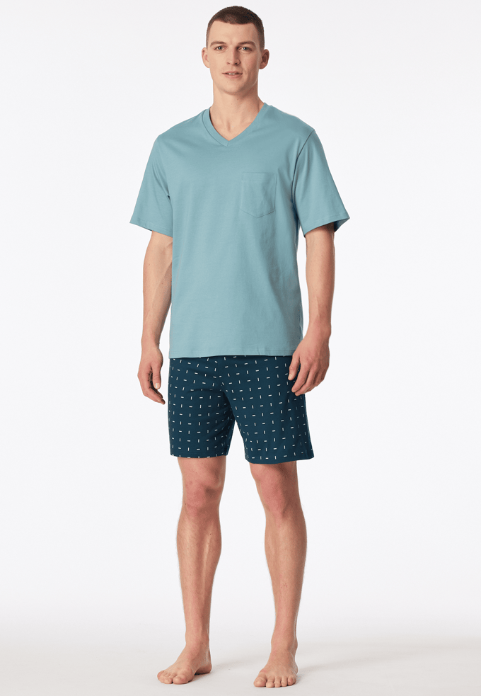 Pyjama korte v-hals borstzak munt patroon - Comfort Essentials 58