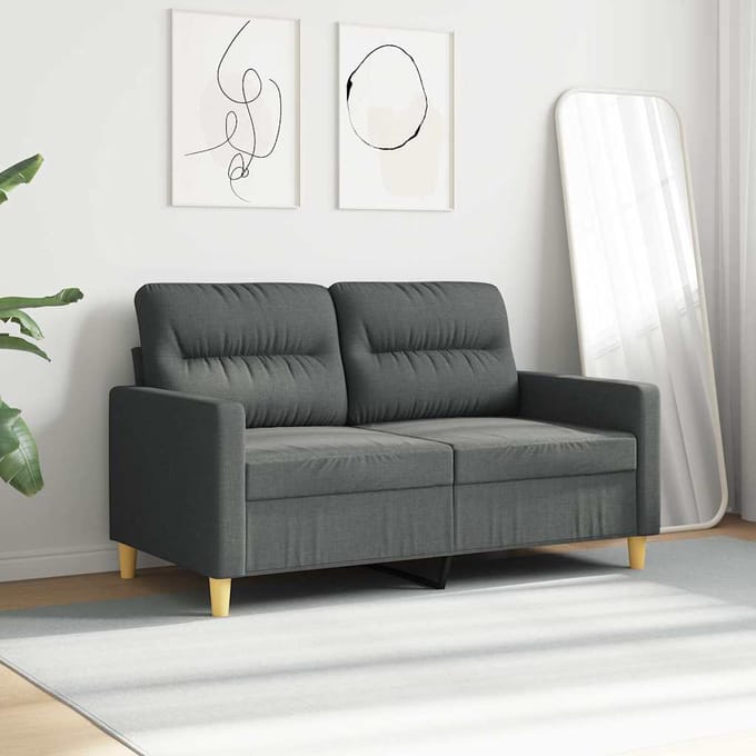 Vidaxl Bank 2-Persoons, Donkergrijs, 120 Cm, Bekleed met Stof