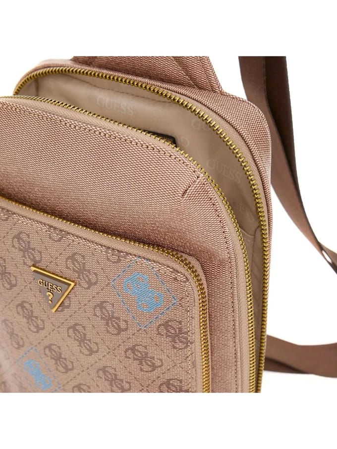 GUESS slingtas Milano Crossover Beige / Blue Lichtbruin