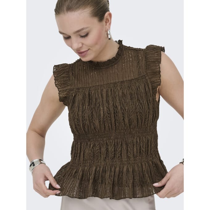 slim fit blousetop met rucheskraag model 'SHAILA'