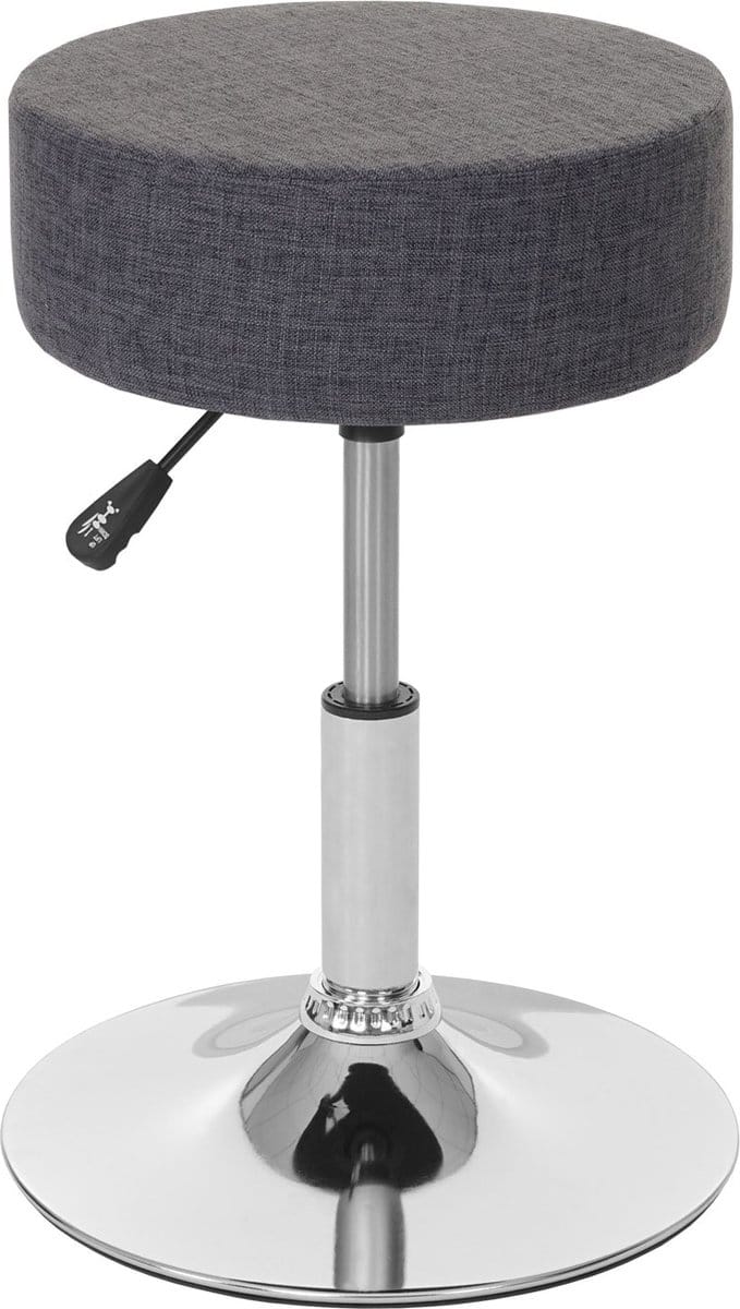 Kruk MCW-C22, kruk make-up kruk, in hoogte verstelbaar Ø 35cm ~ textiel, grijs