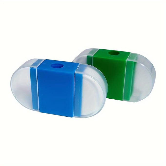 Taille-crayon 2-en-1 avec gomme: Taille-crayon de bureau portable de poche avec compartiment à copeaux - Convient aux 14 ans et plus bleu