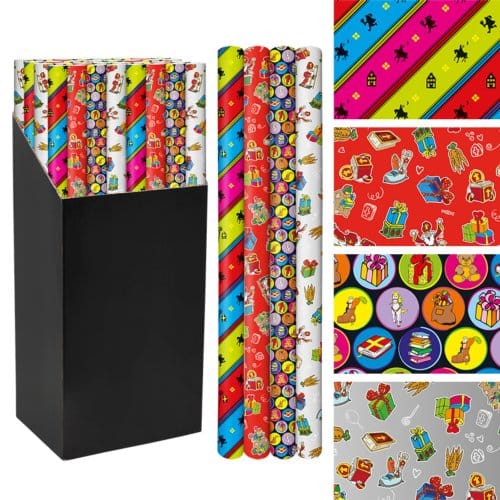 Cadeaupapier sinterklaas, formaat: 200 x 70 cm, mix assorti