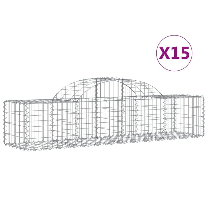 vidaXL - Schanskorven - 15 - st - gewelfd - 200x50x40/60 - cm - gegalvaniseerd - ijzer
