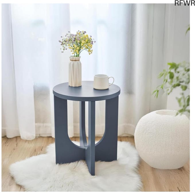RFWR® Ronde Bijzettafel 50x40 cm Grijsblauw - Stijlvol & Functioneel