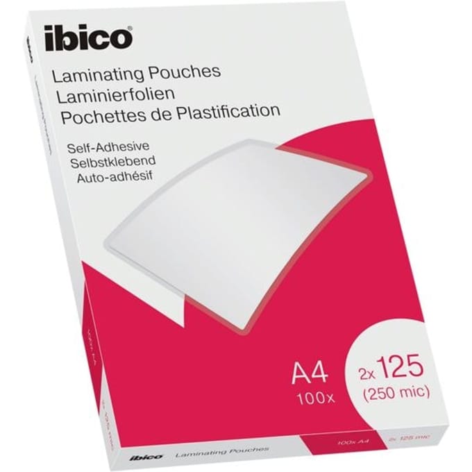 Ibico Zelfklevende Lamineerhoezen - voor A4 Documenten - 2 x 125 Micron -  100 stuks