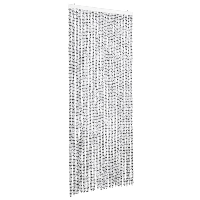 vidaXL - Vliegengordijn - 90x220 - cm - chenille - licht- - en - donkergrijs