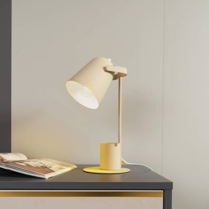 Lindby - Tafellamp - 1licht - IJzer - H: 38 cm - E27 - beige, wit