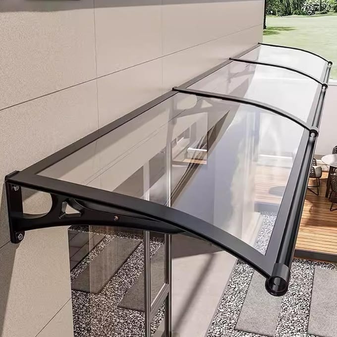 Terrasluifel - Deur luifel raam - Bescherming tegen weer - Slagvast polycarbonaat - 60 x 150 cm - Transparant