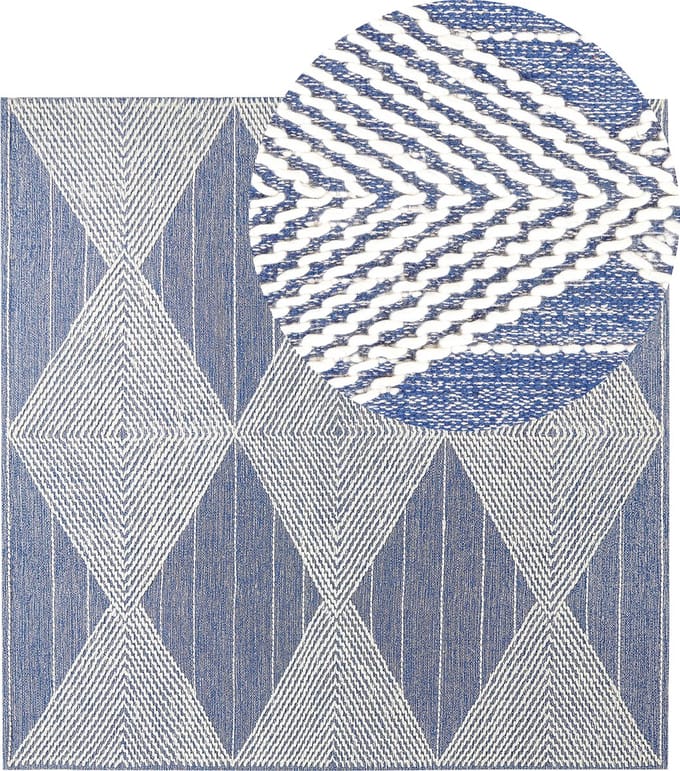 DATCA - Laagpolig vloerkleed - Blauw - 200 x 200 cm - Wol