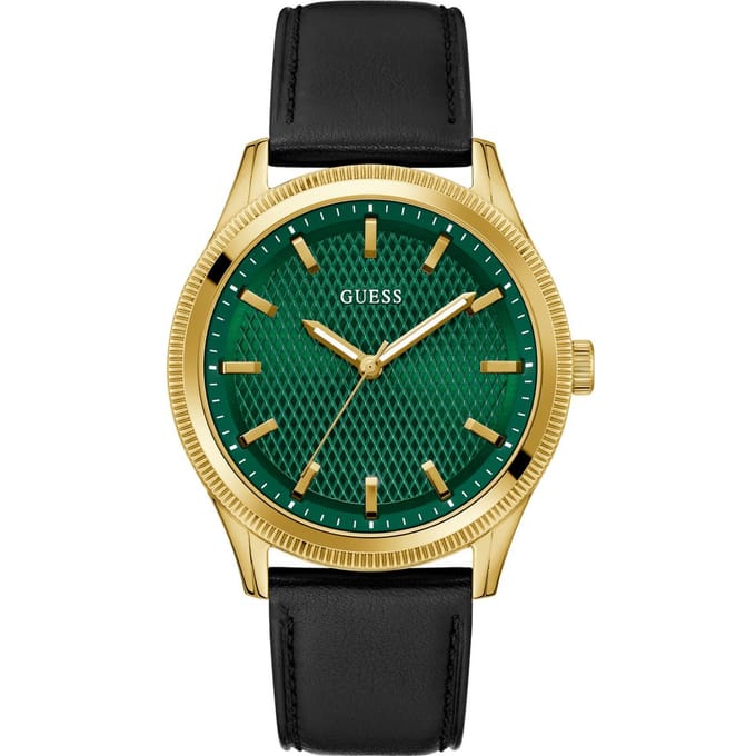 Guess Dex GW0846G1 Horloge - Leer - Zwart - Ø 44 mm
