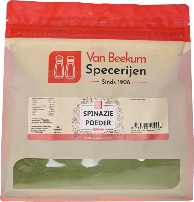 Van Beekum Specerijen - Spinaziepoeder - 1 KG (hersluitbare stazak)