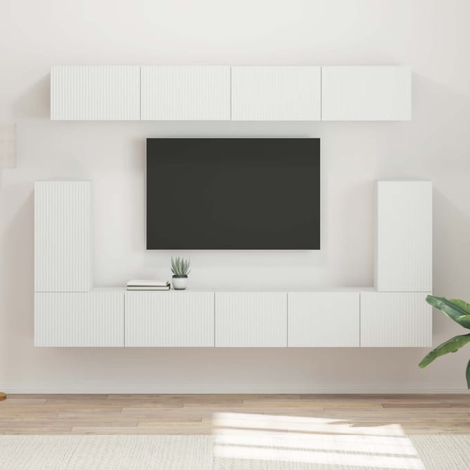 vidaXL - Tv-meubelset - 5 - st - Wit - Bewerkt - hout