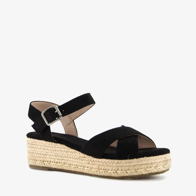 Blue Box dames espadrilles met sleehak zwart - Maat 36