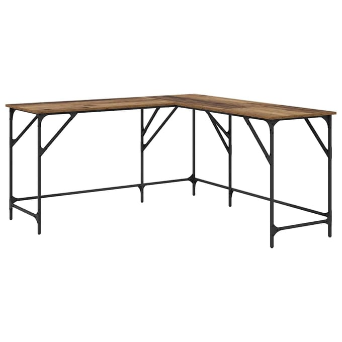 vidaXL - Bureau - Oud - Hout - Bewerkt - hout - 149 - x - 149 - x - 75 - cm