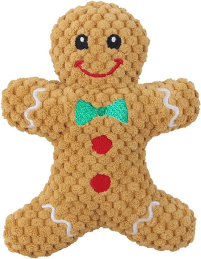 Hondenspeelgoed - Kerst Hondenknuffel - Speculaaspop - Bruin - 20 x 12 cm