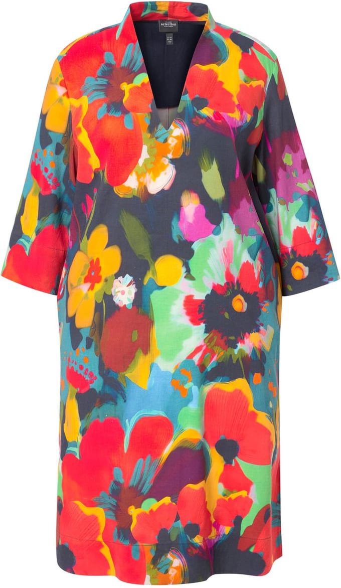 Ulla Popken - Dames - Midi-jurken - Donkermarine - Maat 50+