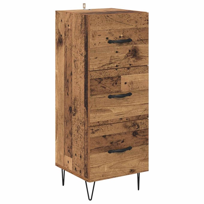 vidaXL - Dressoir - Oud - hout - 34 - x - 34,5 - x - 90 - cm - Bewerkt - hout