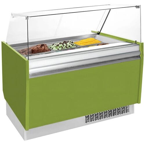 GGM Gastro Eistheke LIAM - 1310mm - Statisch - für 10+10x 5 Liter Eisbehälter - Hellgrün Groen