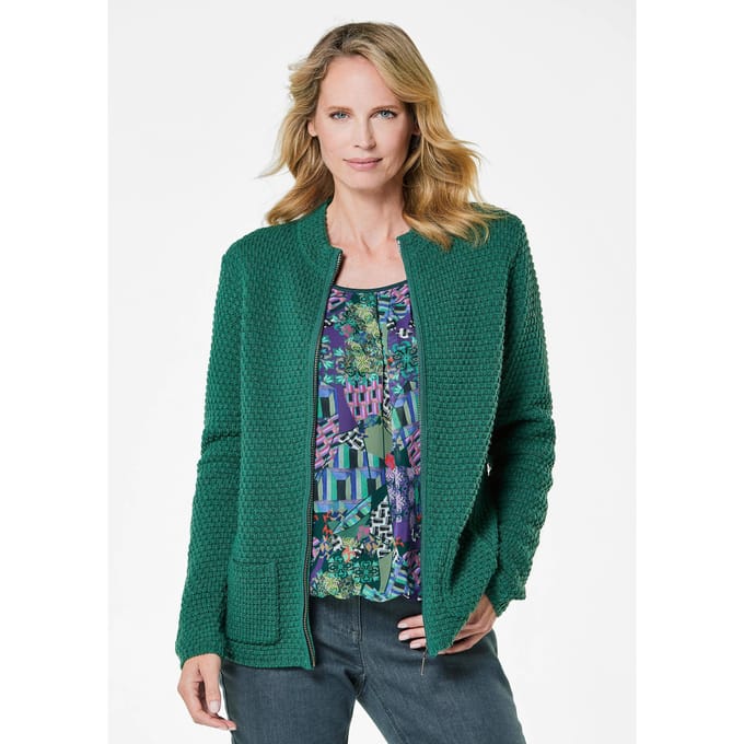 Tricot jasje met 3D-structuureffect - dunkelgrün - Gr. 20 van Goldner Fashion
