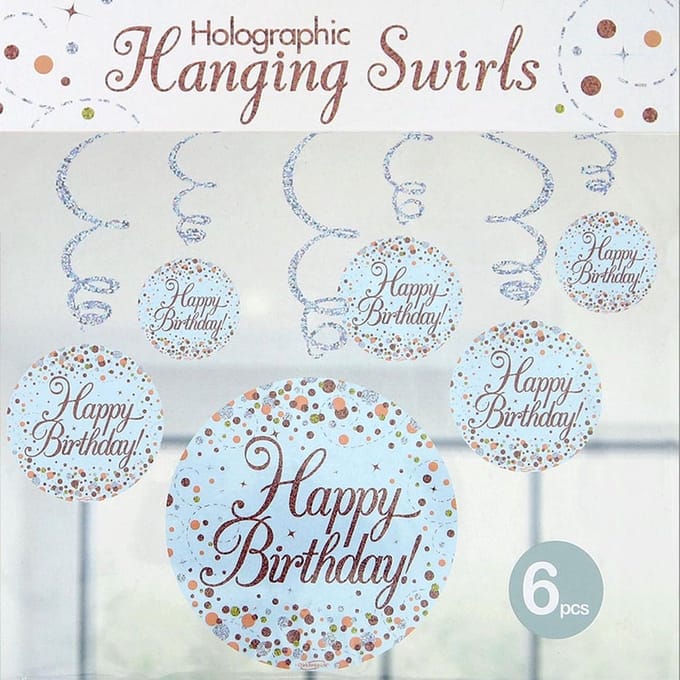 Oaktree - Swirls Sparkling Rose Gold - Happy Birthday