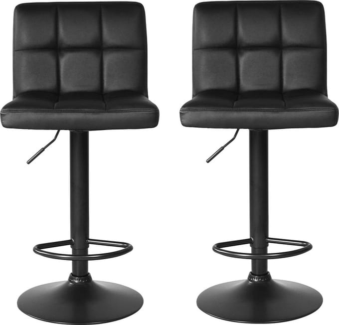 Zwarte Barstoel - Stijlvol en Verstelbaar - Modern Design - Set van 2