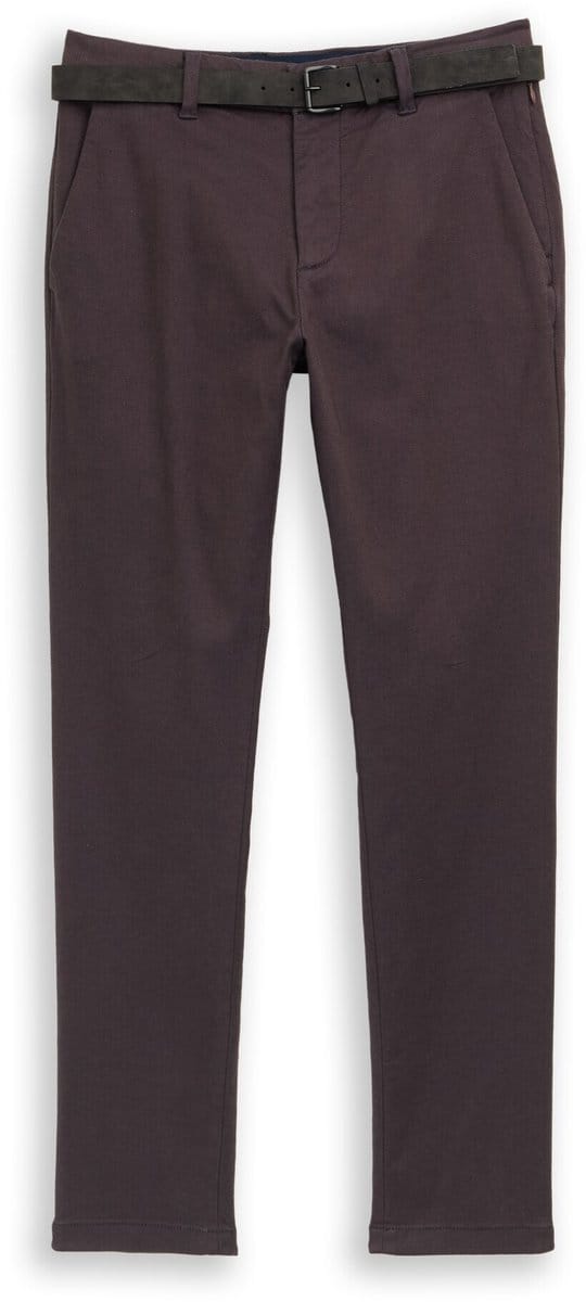 Tom Tailor - TTTRAVIS SLIM chino met riem - Maat 32/32 - brown navy zig zag structure