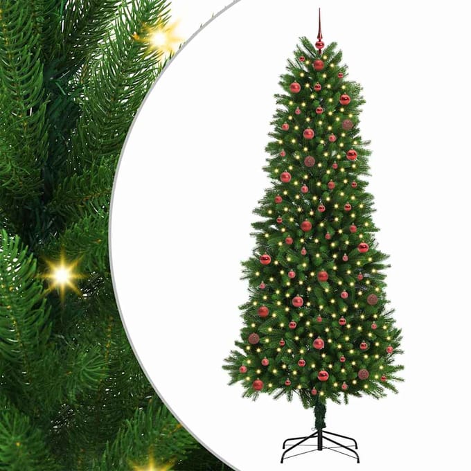 vidaXL - Kerstboom - met - 300 - LED - met - standaard - Groen - 240 - cm - PE