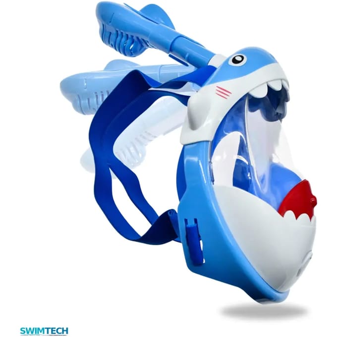 SwimTech Full Face snorkelmasker - blauw - kinderen - snorkelen