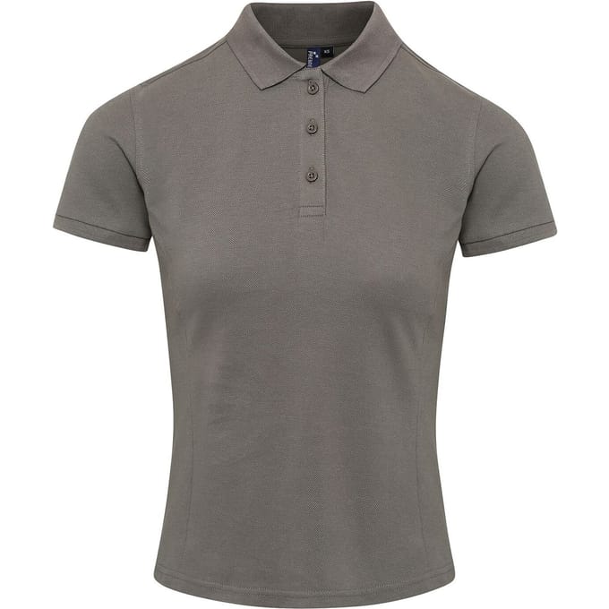 Premier Dames/dames Coolchecker Plus Piqu Polo met CoolPlus (Donkergrijs)