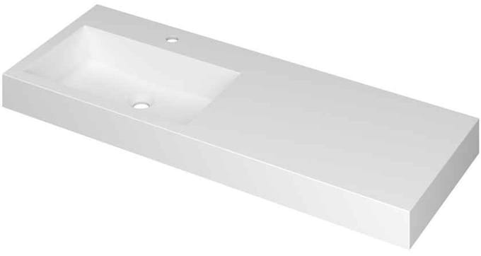 INK Momento Wastafel Polystone Wasbak Links met 1 Kraangat - 1200x450x90 mm - Mat Wit