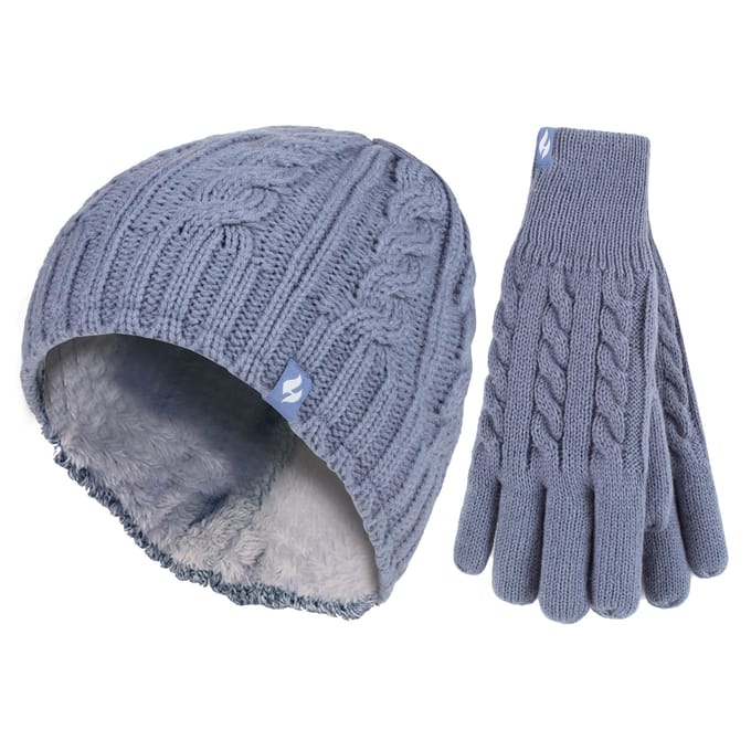 Dames Fleece Gevoerde Thermo Muts & Handschoenen Set voor de Winter