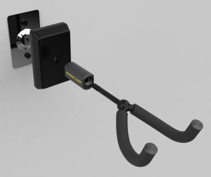 Wandhouder voor gitaar en bas - Zwart, met beschermrubber