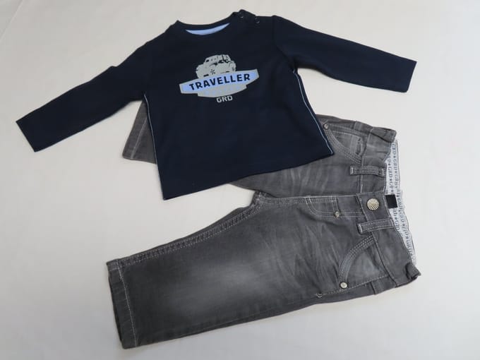Ensemble - Jongens - Marine / grijst - Jeans - 6 maand 68